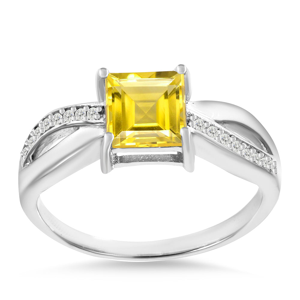 Silberring mit Zitrin aus dem Ural und weißem Topas 3 