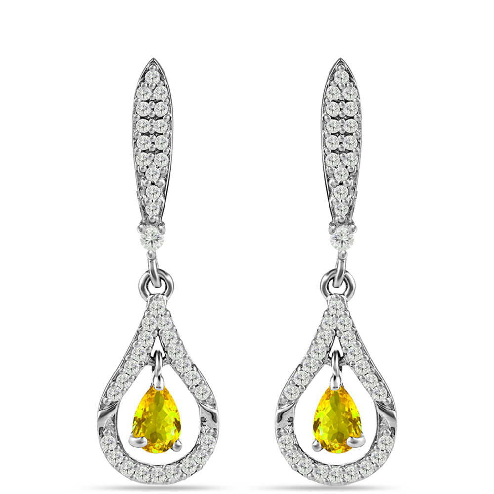 Silberohrringe mit Zitrin aus dem Ural und weißem Topas 1 