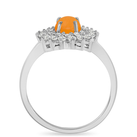 Silberring mit gelbem Jade und weißem Topas