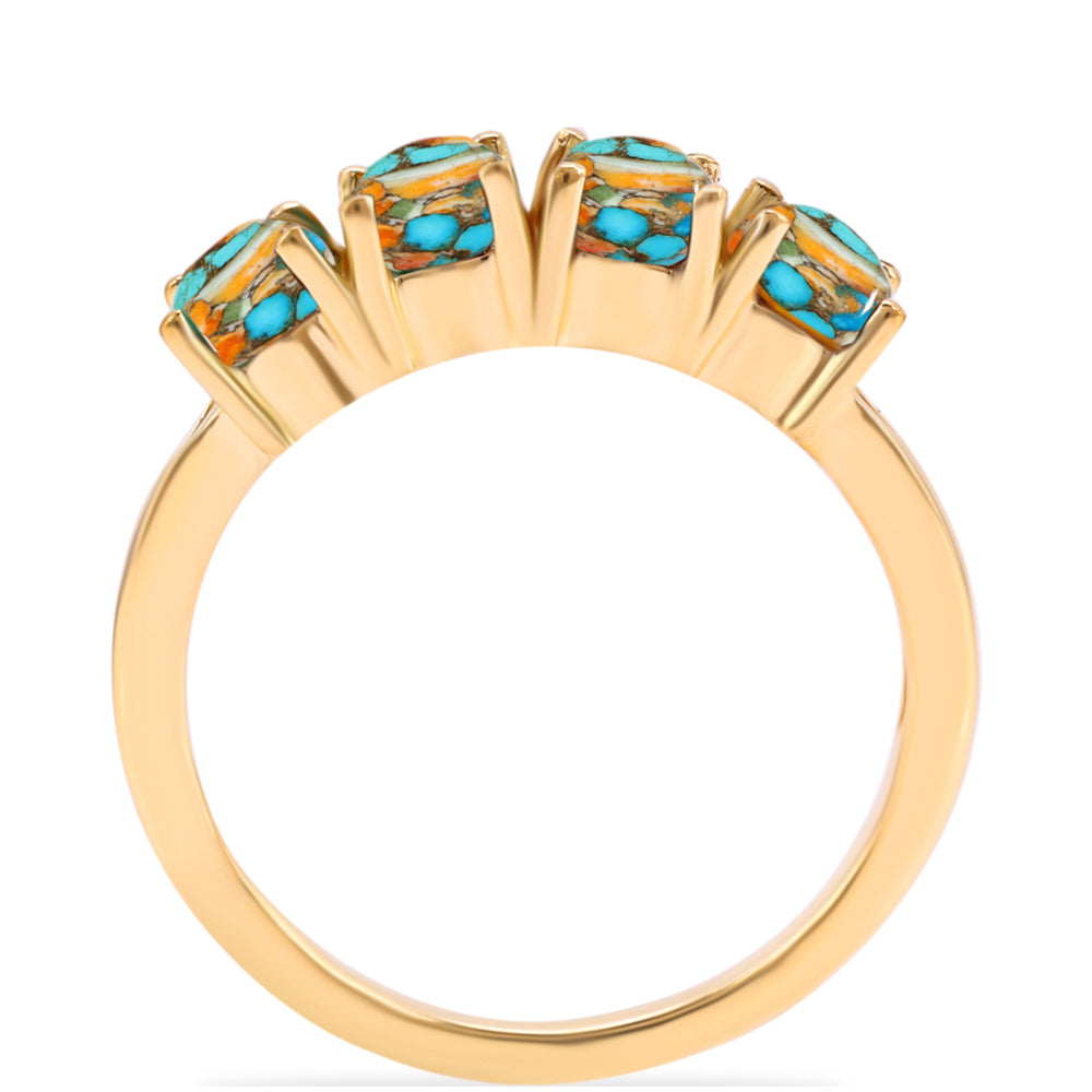 Goldplattierter Silberring mit Austerntürkis