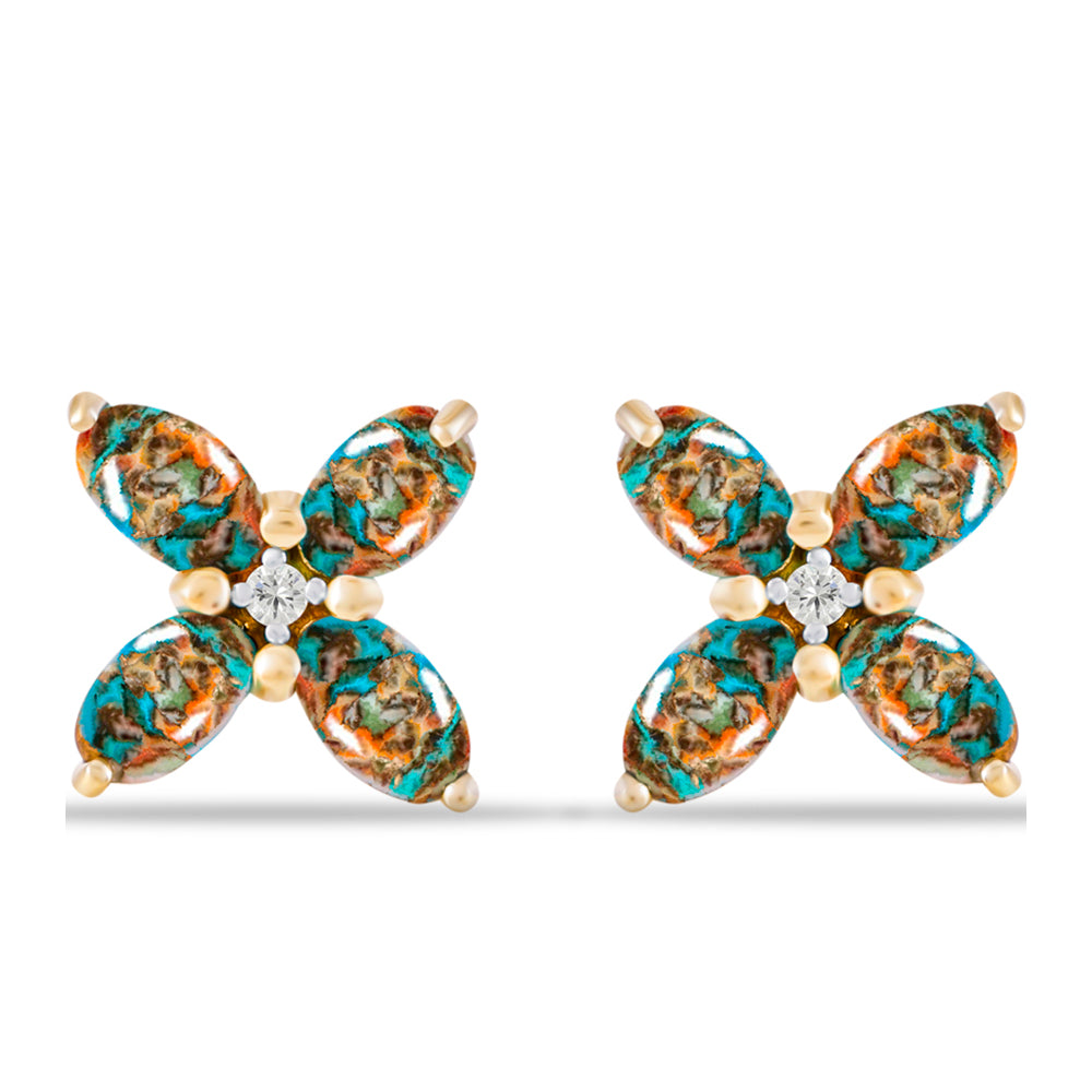 Goldplattierte Silberohrringe mit Austerntürkis und weißem Topas 1 