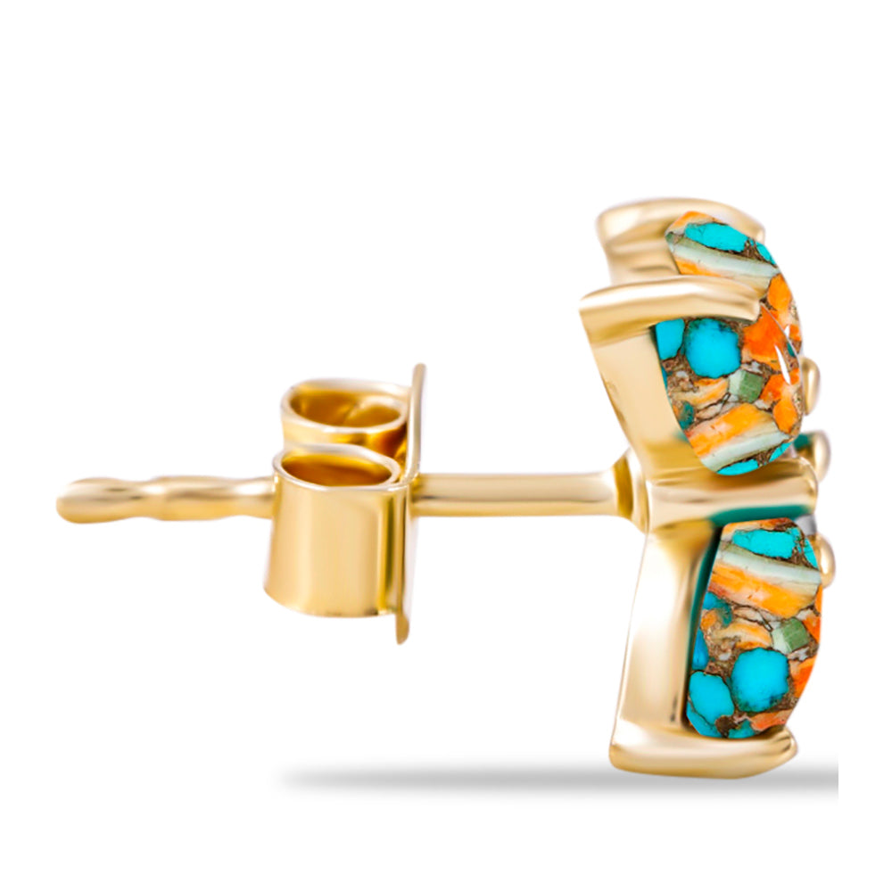 Goldplattierte Silberohrringe mit Austerntürkis und weißem Topas 2 