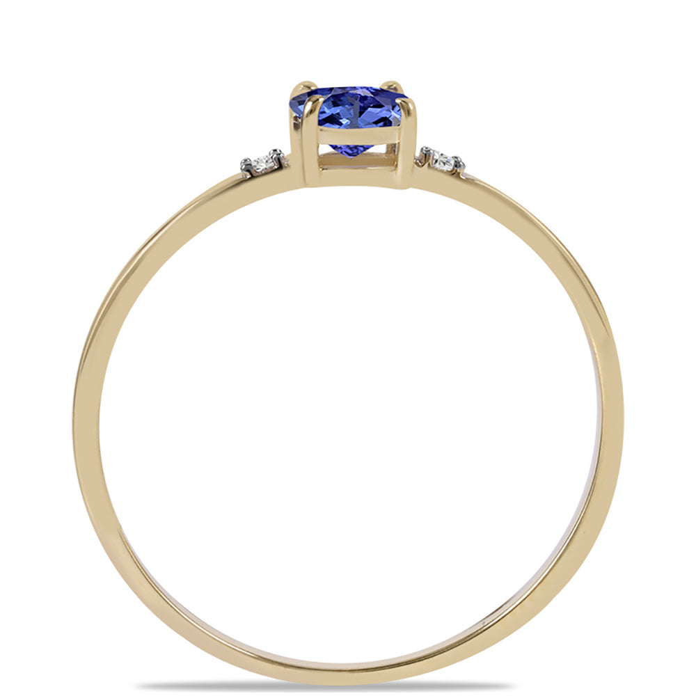 Goldring mit Tansanit - Klasse AAA und natürlichem weißem Zirkon
