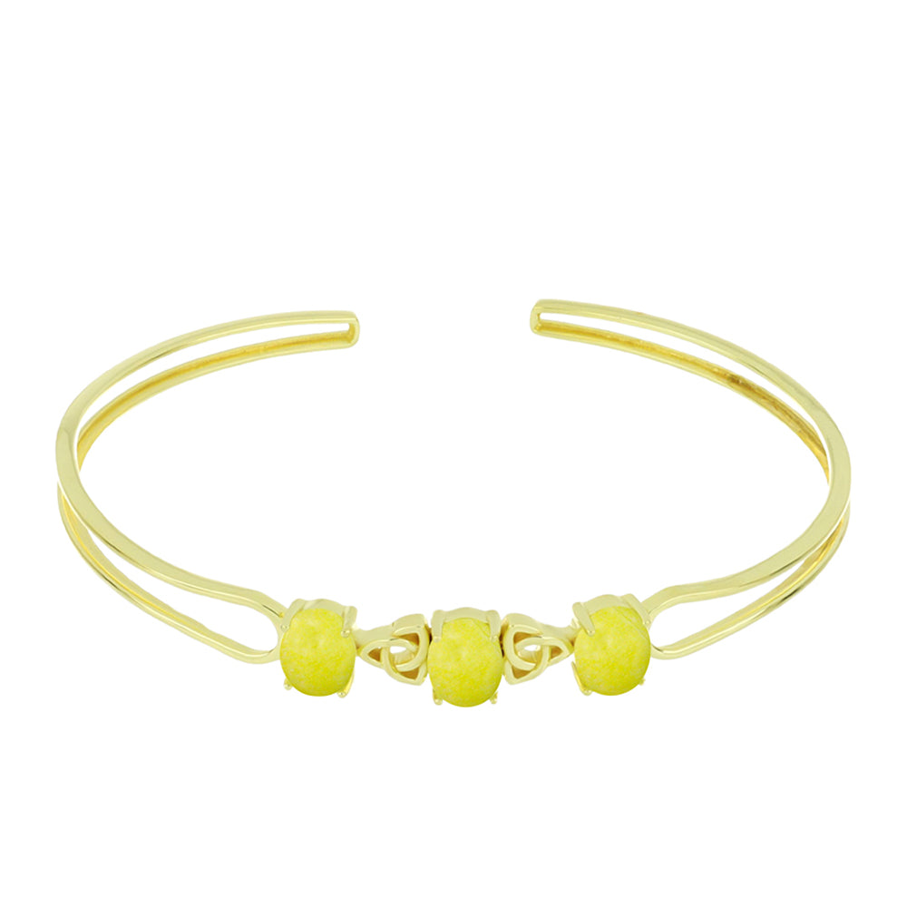 Goldplattierter Silberarmreif mit gelbem Serpentin 2 