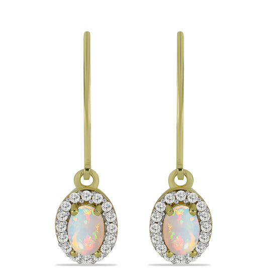 Goldplattierte Silberohrringe mit Welo-Opal und weißem Topas