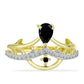 Goldplattierter Silberring mit schwarzem Onyx und weißem Topas
