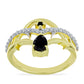 Goldplattierter Silberring mit schwarzem Onyx und weißem Topas