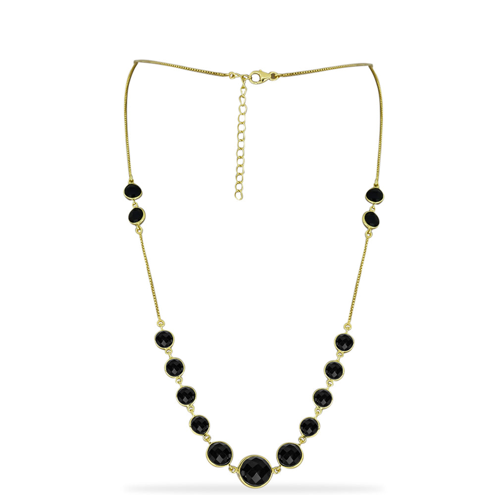 Goldplattierte Silberhalskette mit schwarzem Onyx 1 