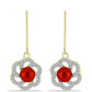 Goldplattierte Silberohrringe mit roter Süßwasserperle und weißem Topas