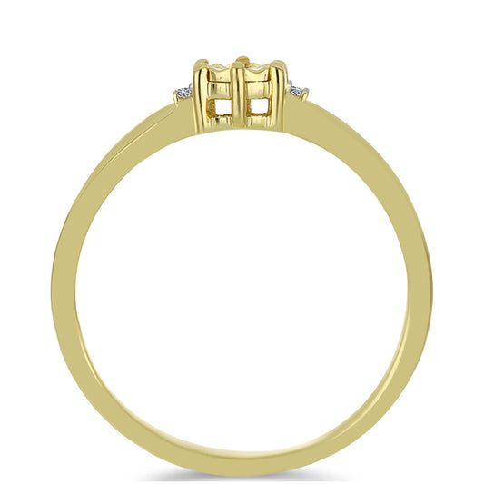 Goldplattierter Silberring mit Champagner-Diamant und weißem Diamant