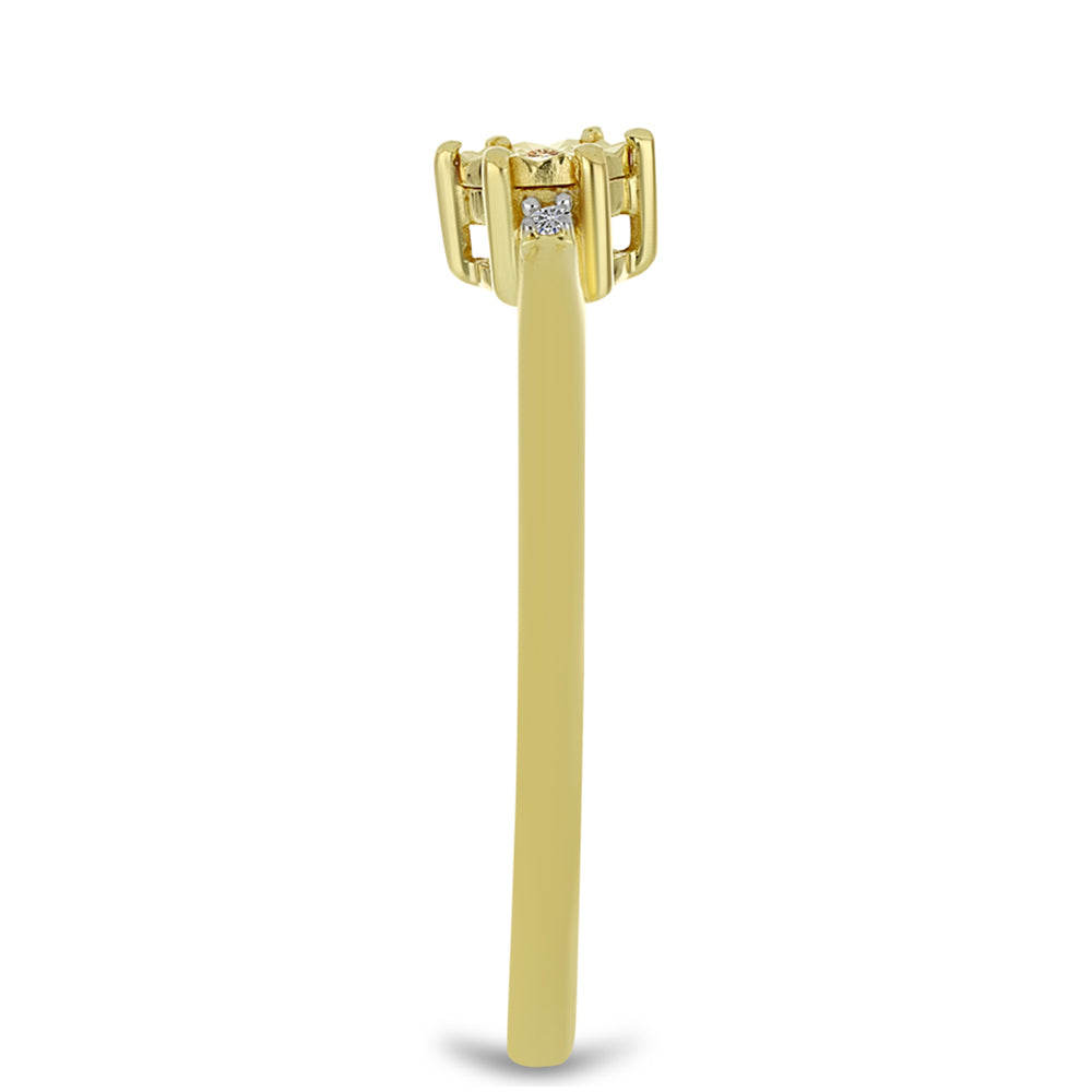 Goldplattierter Silberring mit Champagner-Diamant und weißem Diamant 4 