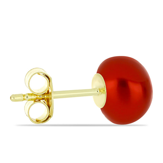 Goldplattierte Silberohrringe mit roter Süßwasserperle