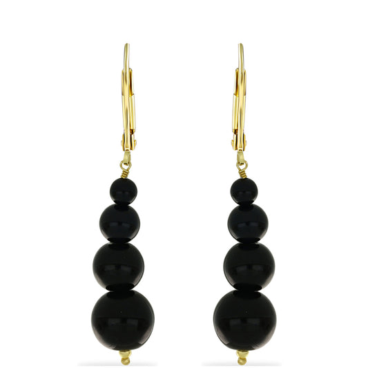 Goldplattierte Silberohrringe mit schwarzem Onyx
