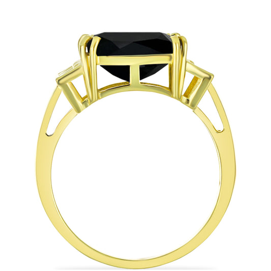 Goldplattierter Silberring mit schwarzem Onyx