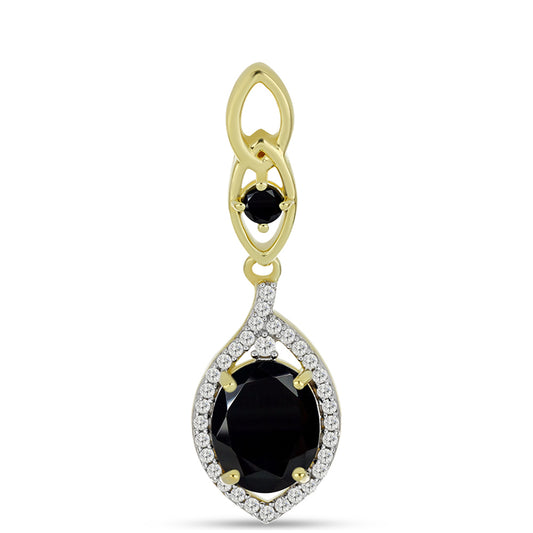 Goldplattierter Silberanhänger mit schwarzem Onyx und weißem Topas