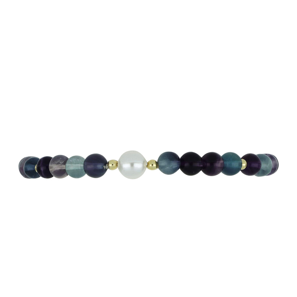 Goldplattiertes Silberarmband mit Fluorit und weißer Süßwasserperle 2 