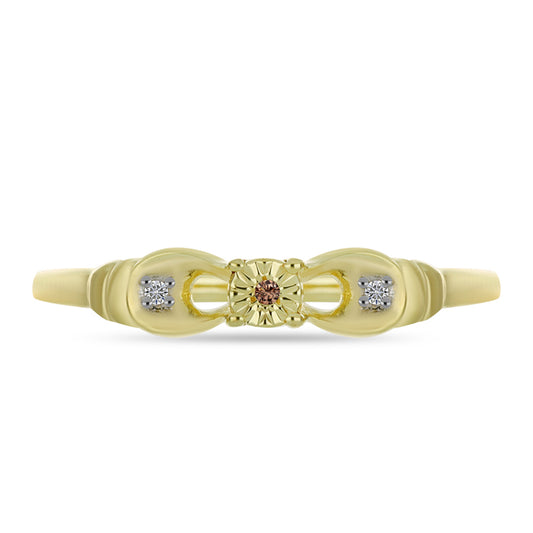 Goldplattierter Silberring mit Champagner-Diamant und weißem Diamant