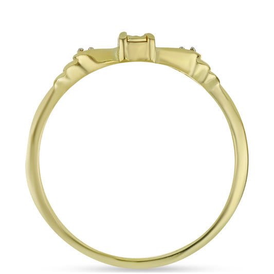 Goldplattierter Silberring mit Champagner-Diamant und weißem Diamant