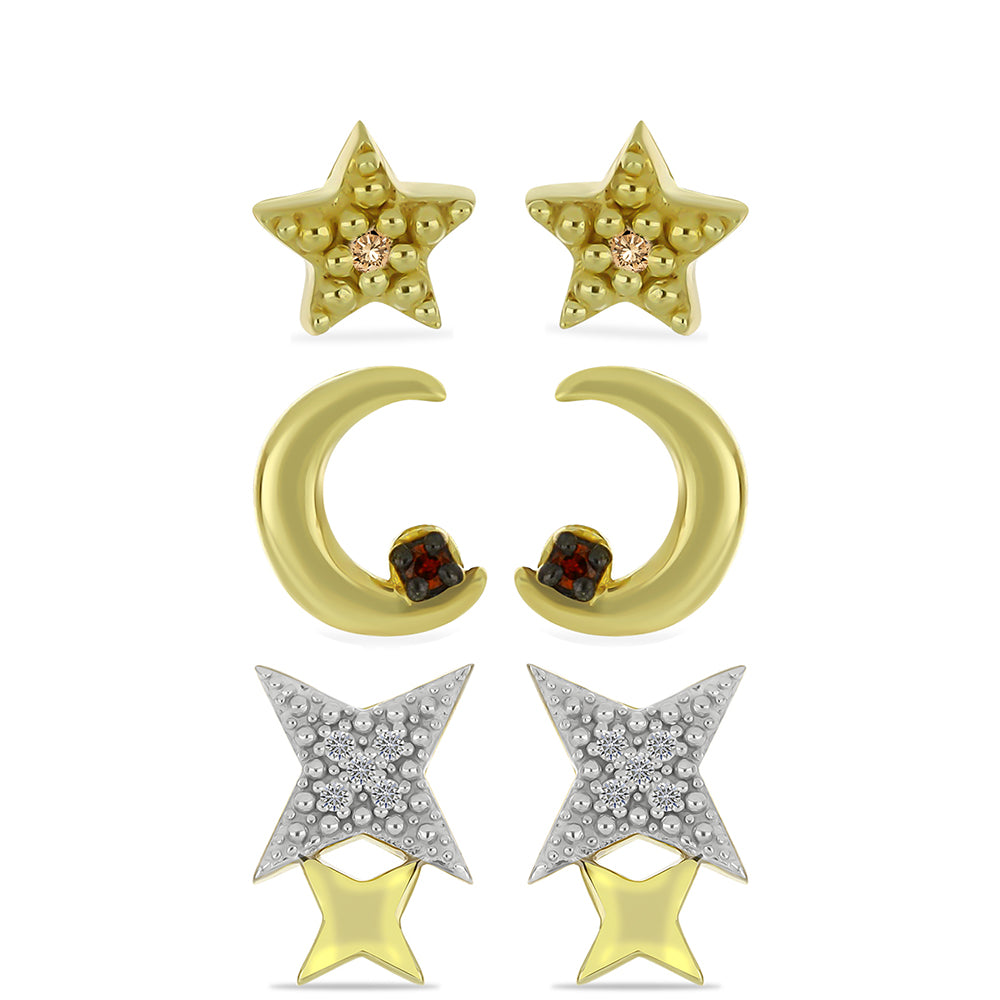 schmuckgarnitur aus Goldplattierte Silber mit Champagner-Diamant und weißem Diamant