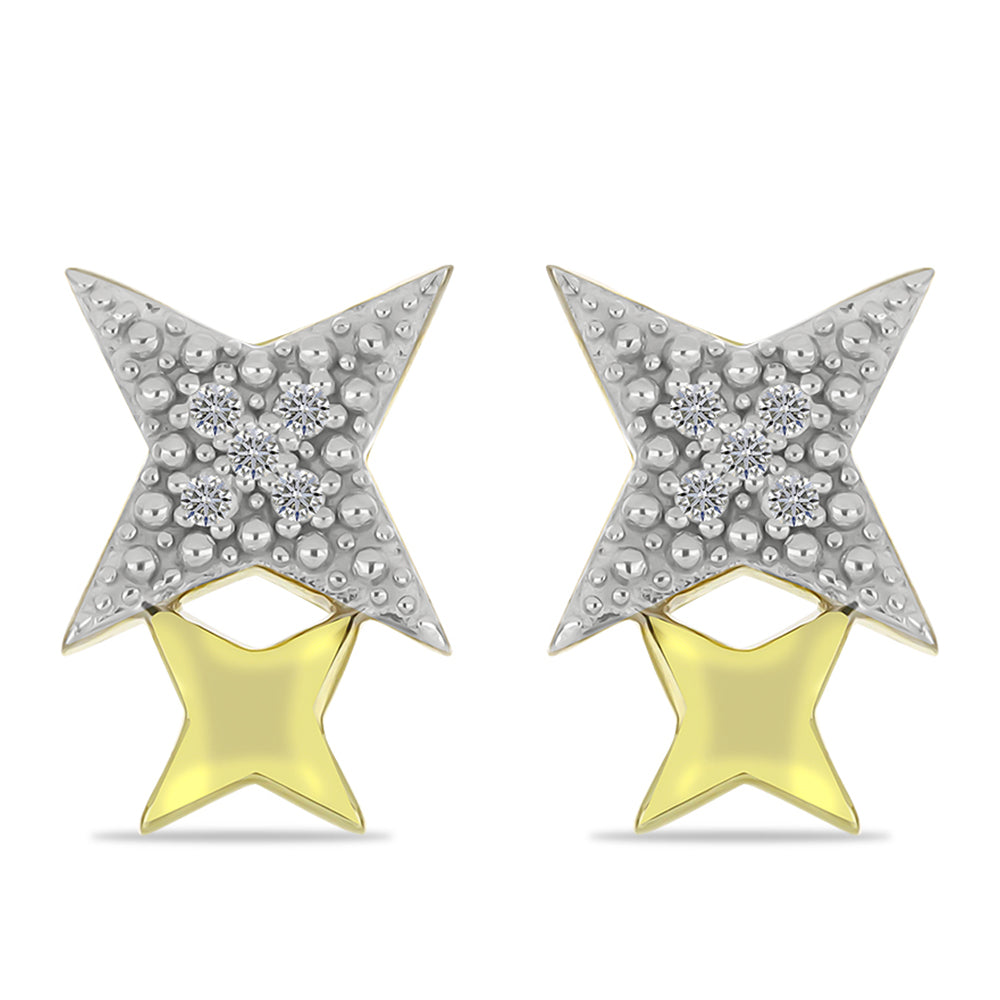 Goldplattierte Silberohrringe mit weißem Diamant 1 