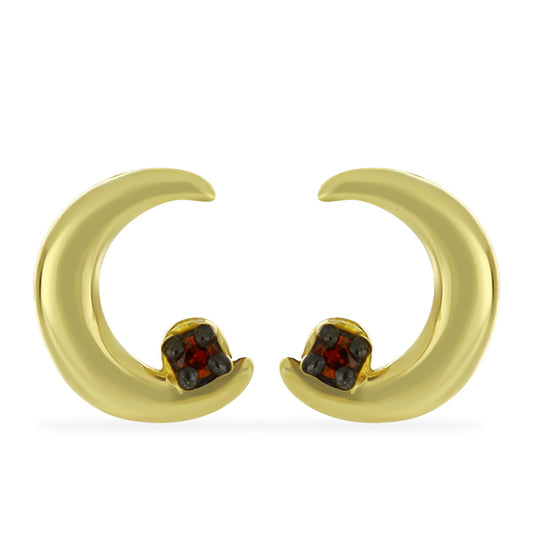 Goldplattierte Silberohrringe mit rotem Diamant