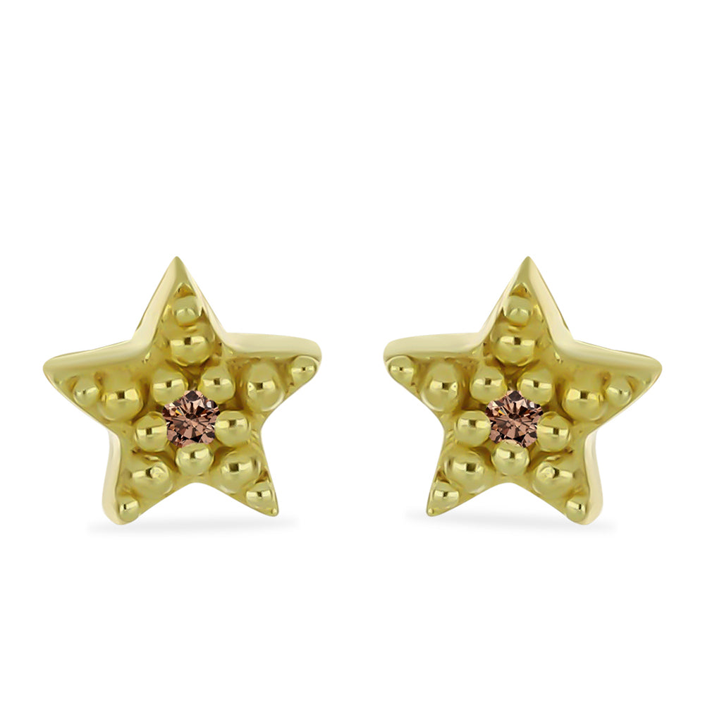 Goldplattierte Silberohrringe mit Champagner-Diamant