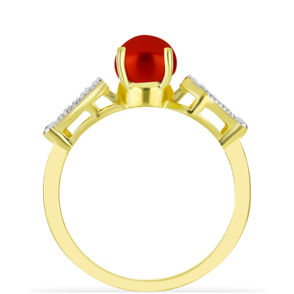 Goldplattierter Silberring mit roter Süßwasserperle und weißem Topas