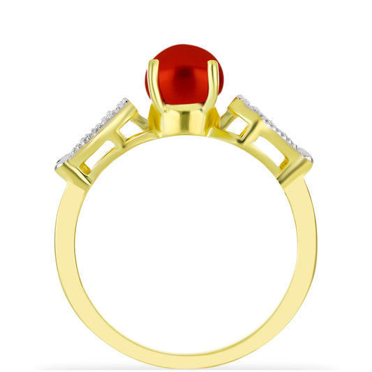 Goldplattierter Silberring mit roter Süßwasserperle und weißem Topas