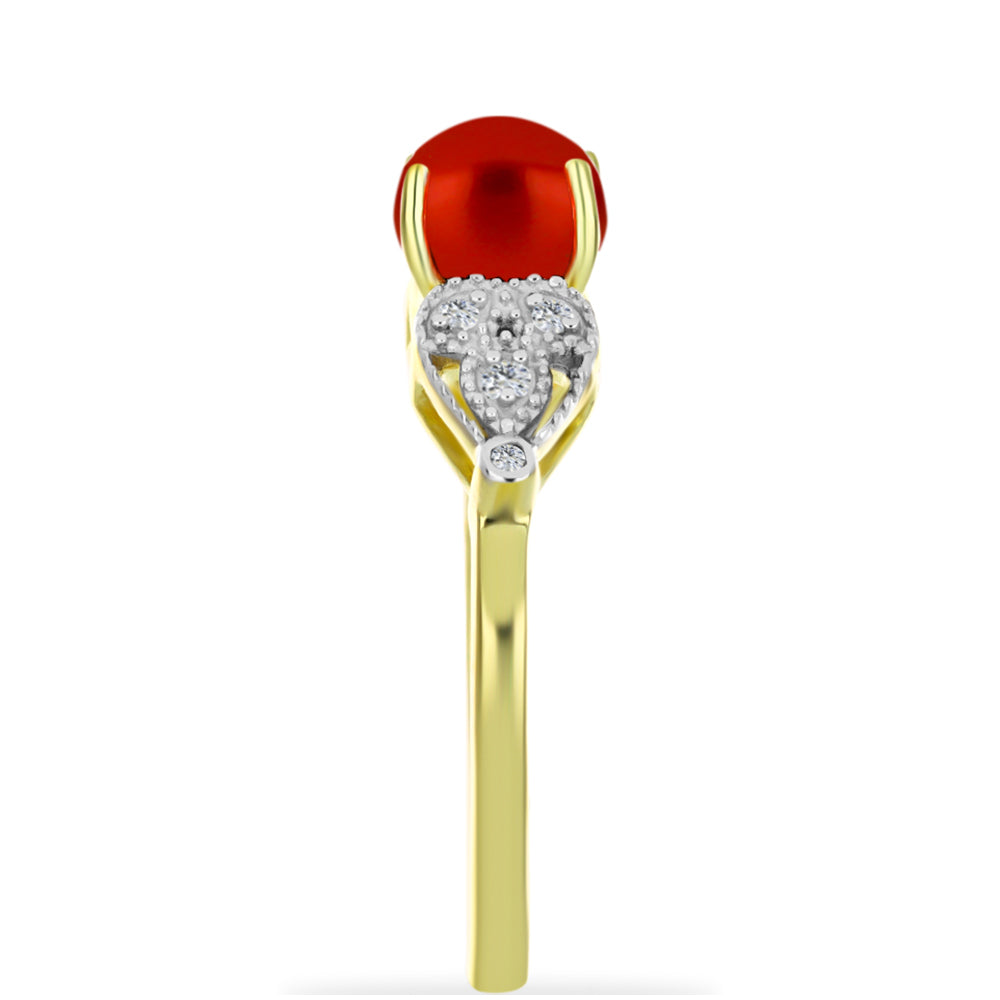 Goldplattierter Silberring mit roter Süßwasserperle und weißem Topas 4 