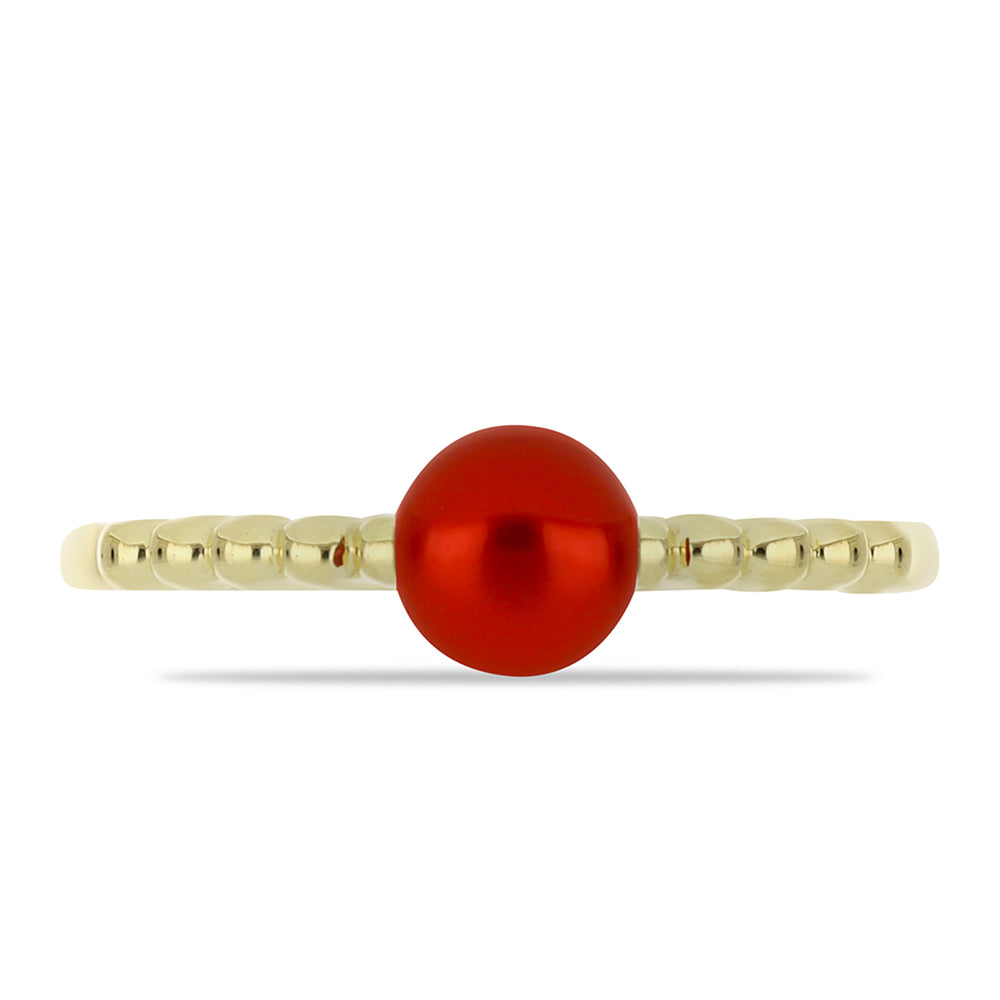 Goldplattierter Silberring mit roter Süßwasserperle