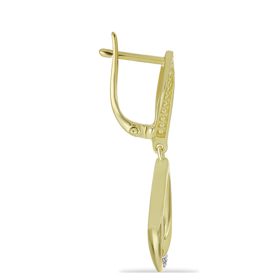 Goldplattierte Silberohrringe mit Champagner-Diamant und weißem Diamant