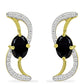 Goldplattierte Silberohrringe mit schwarzem Onyx und weißem Topas