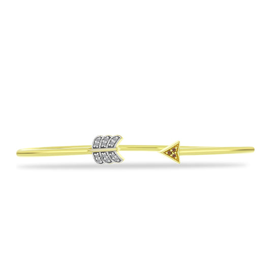 Goldplattierter Silberarmreif mit Champagner-Diamant und weißem Diamant