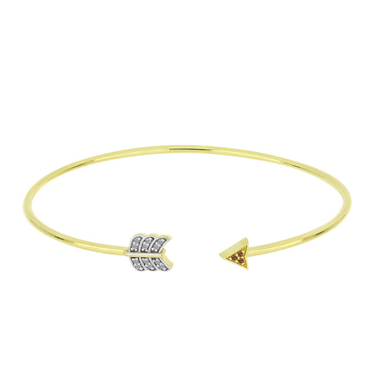 Goldplattierter Silberarmreif mit Champagner-Diamant und weißem Diamant
