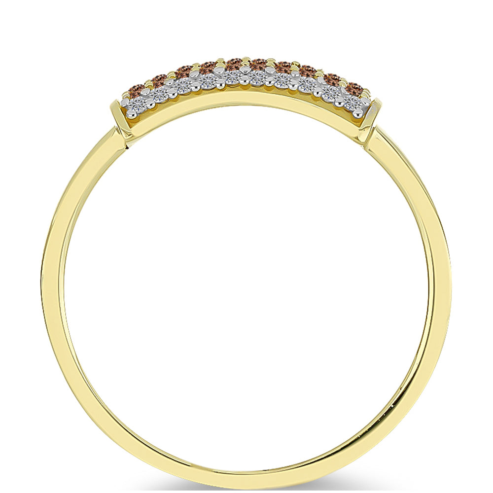 Goldplattierter Silberring mit Champagner-Diamant und weißem Diamant 2 