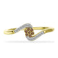 Goldplattierter Silberring mit Champagner-Diamant und weißem Diamant