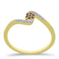 Goldplattierter Silberring mit Champagner-Diamant und weißem Diamant