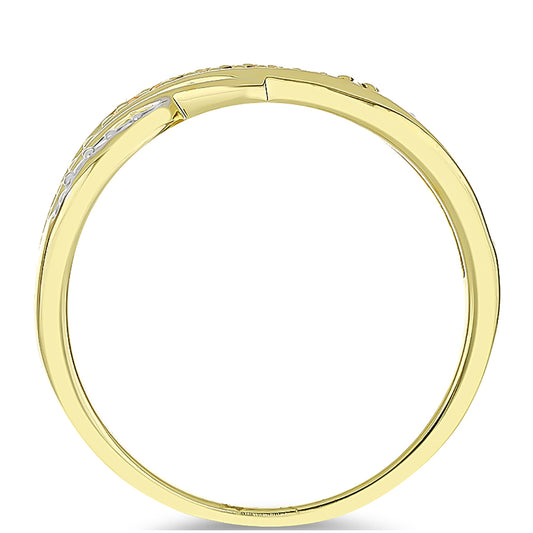 Goldplattierter Silberring mit Champagner-Diamant und weißem Diamant