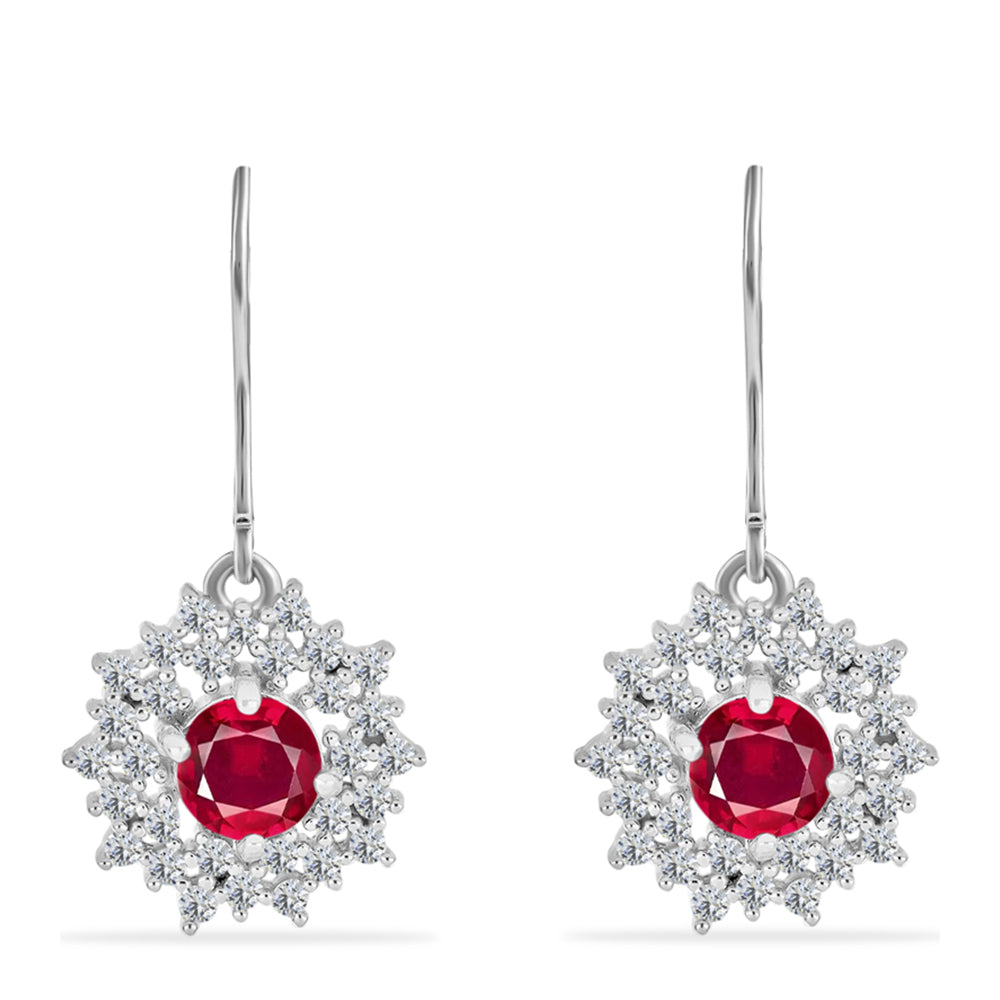 Silberohrringe mit Rubin aus Madagaskar und weißem Diamant