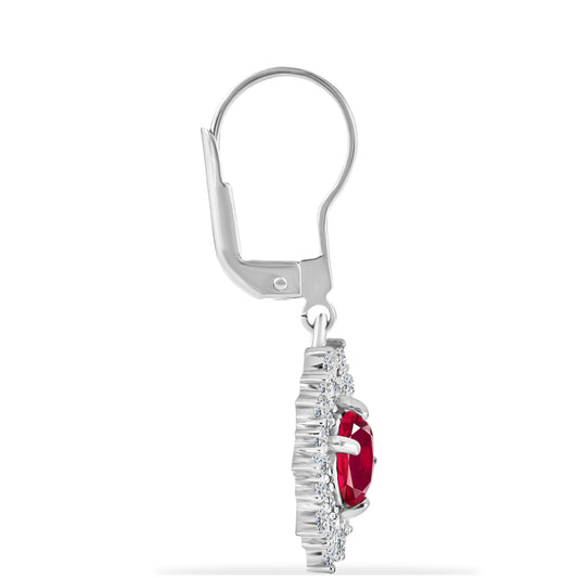 Silberohrringe mit Rubin aus Madagaskar und weißem Diamant