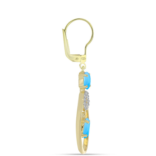 Goldplattierte Silberohrringe mit Aqua-Chalcedon und weißem Topas