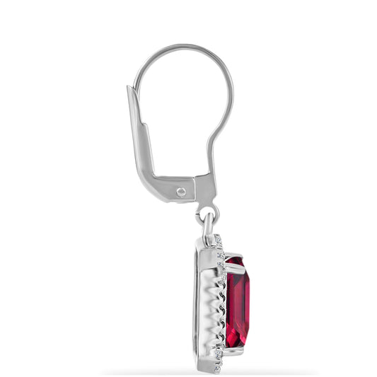 Silberohrringe mit Rubin aus Madagaskar und weißem Diamant