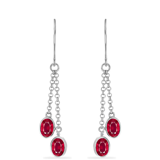 Silberohrringe mit Rubin aus Madagaskar und weißem Diamant