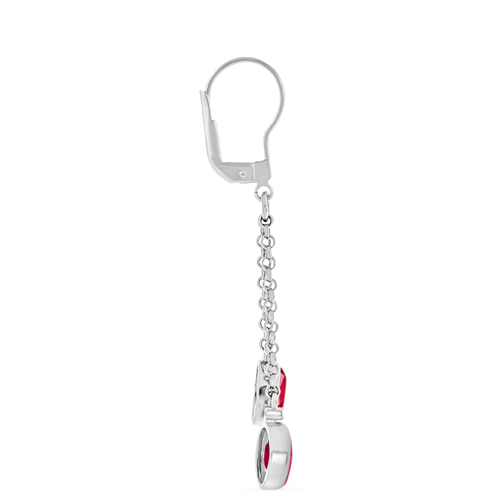 Silberohrringe mit Rubin aus Madagaskar und weißem Diamant