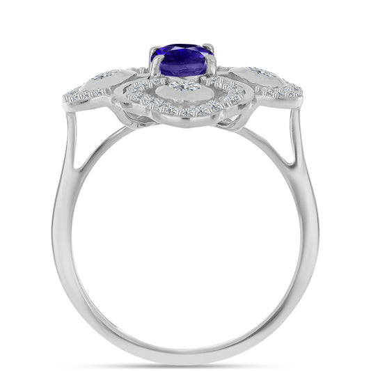 Silberring mit Iolith und weißem Topas