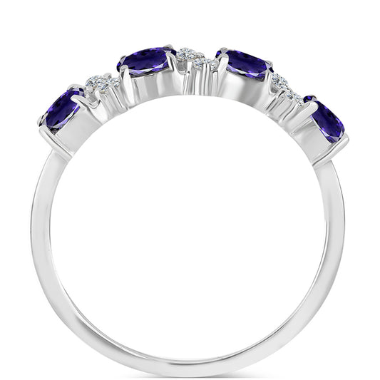 Silberring mit Iolith und weißem Topas