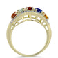 Goldplattierter Silberring mit regenbogenfarbenem Rosebery Saphir und weißem Topas
