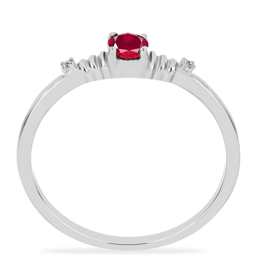 Silberring mit Rubin aus Madagaskar und weißem Diamant 3 