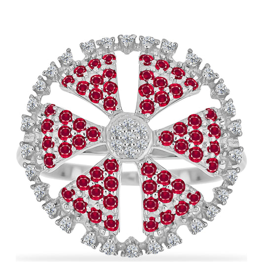 Silberring mit Rubin aus Madagaskar und weißem Diamant
