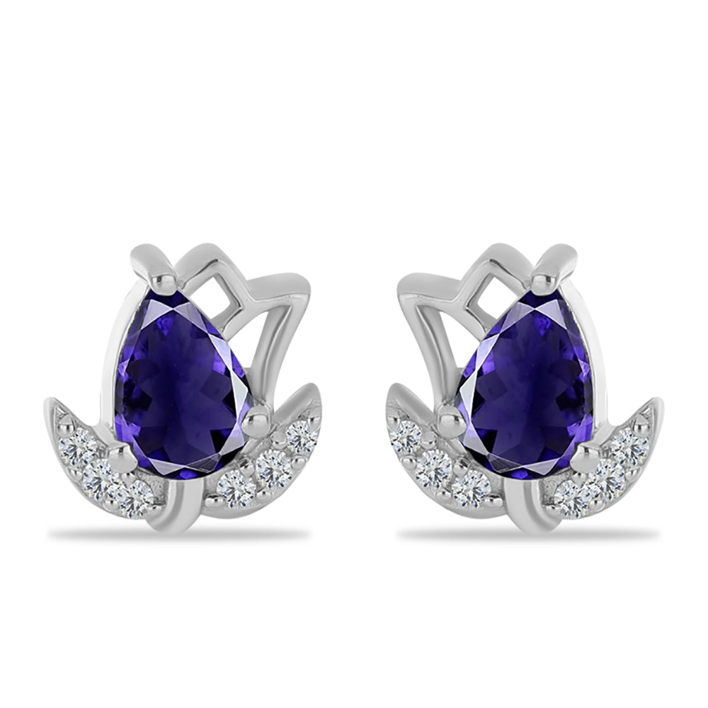 Silberohrringe mit Iolith und weißem Topas 1 